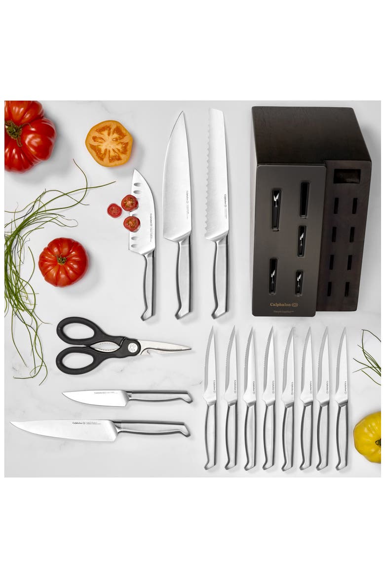 Premier SharpIN Edgetech™ 15-Piece Stainless Steel Knife Block Set, Alternate, color, STAINLESS STEEL