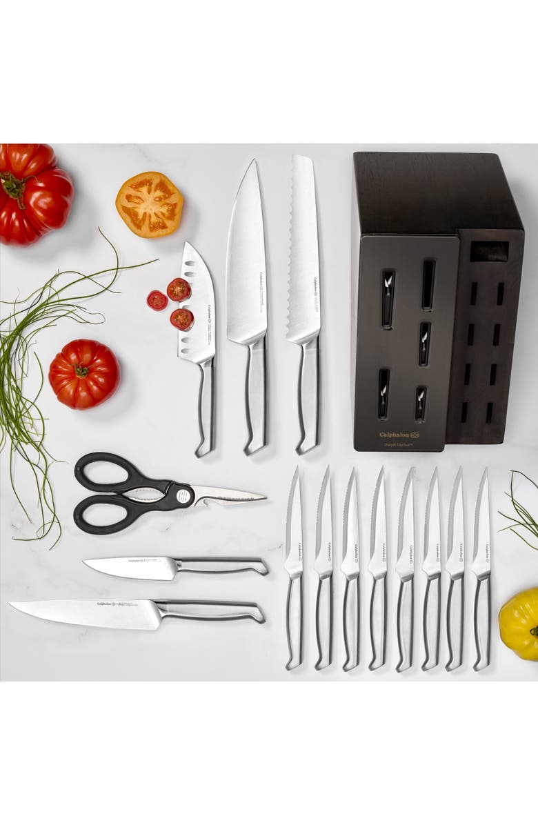 CALPHALON Premier SharpIN Edgetech<sup
™</sup
15-Piece Stainless Steel Knife Block Set, Alternate, color, Stainless Steel