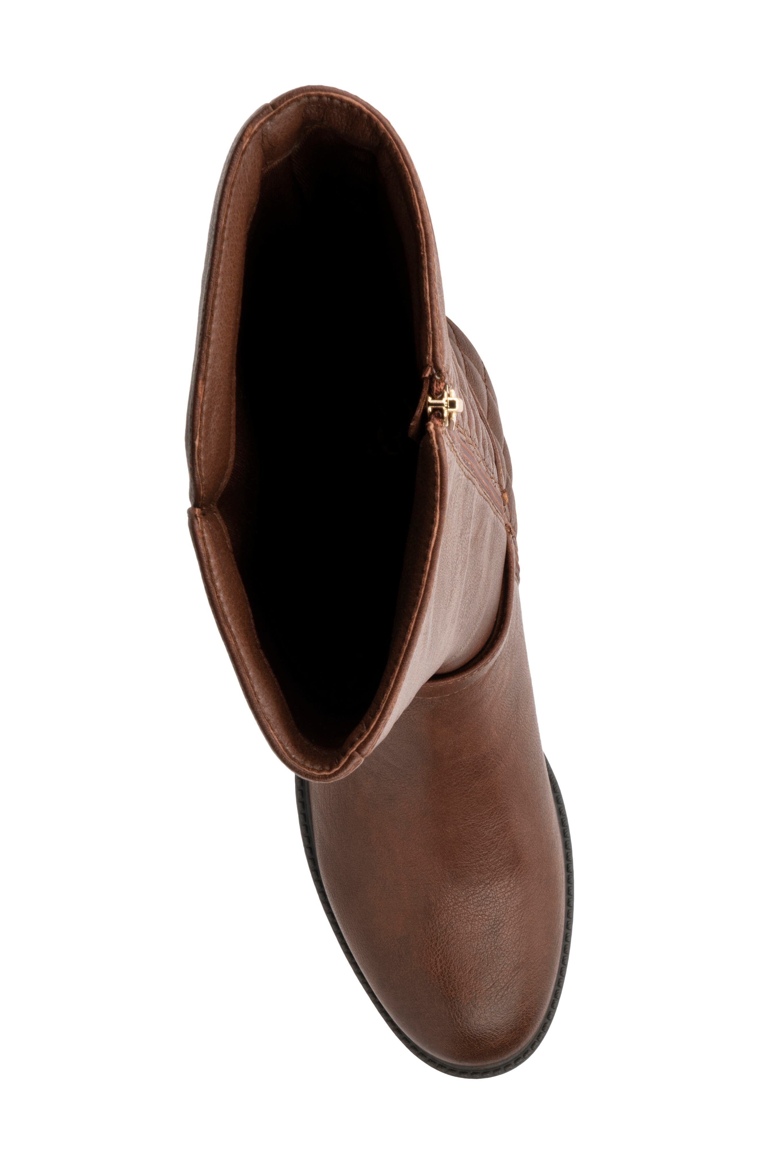 Enola Quilted Riding Boot, Alternate, color, COGNAC