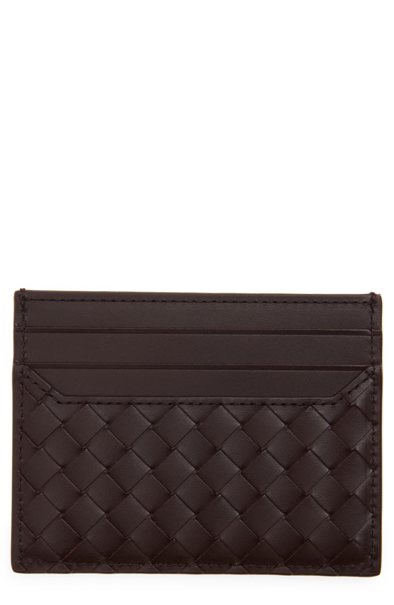 Bottega Veneta Intrecciato Piccolo Leather Card Case, Main, color, 2263 Dark Barolo/ Silver