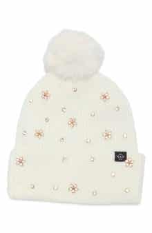 Square Stud Pom Beanie