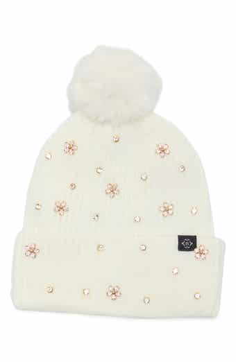 Square Stud Pom Beanie