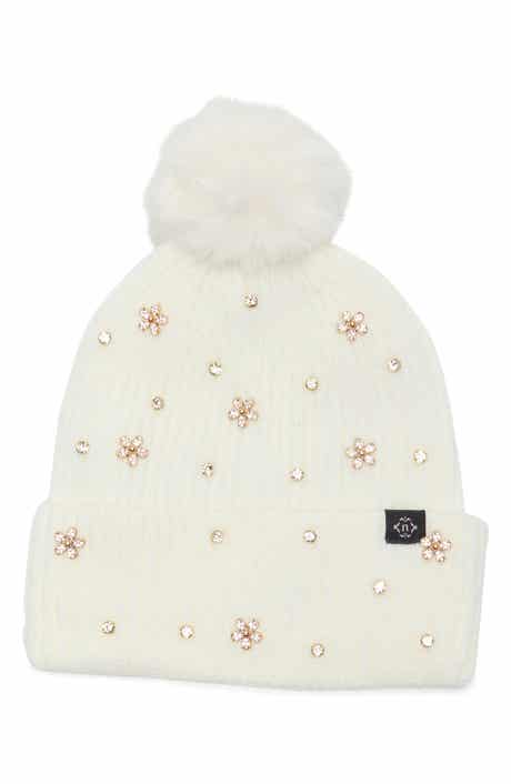 Square Stud Pom Beanie