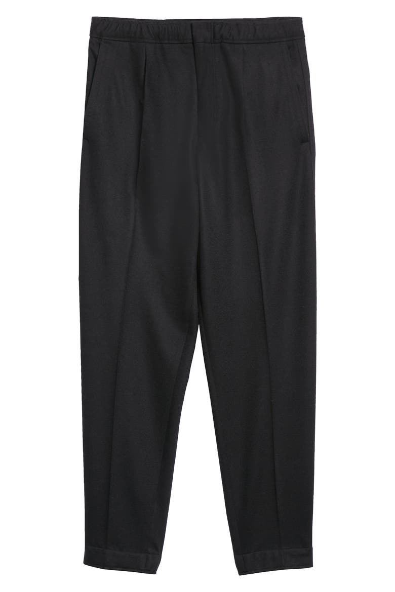 Pleated Wool Jersey Joggers, Alternate, color, BLACK