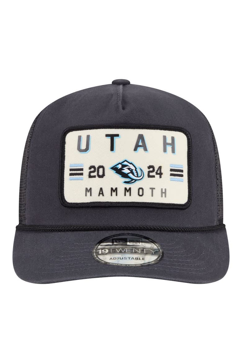 Men's New Era Charcoal Utah Mammoth Washed Patch 19TWENTY Trucker Adjustable Hat, Alternate, color, Charcoal