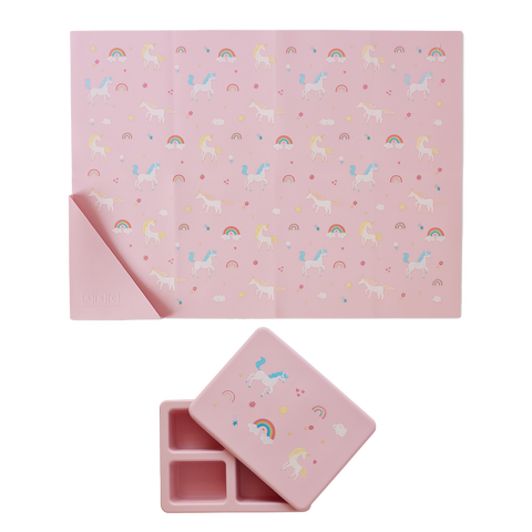Silicone Mini Bento Box and Foldable Placemat