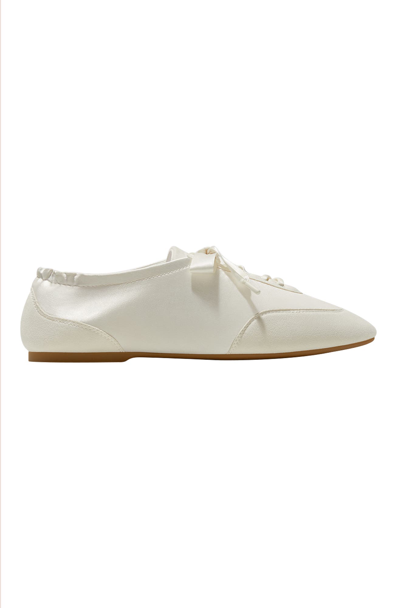Cristina Square-Toe Lace-Up Satin Sneakerina, Alternate, color, Light Gold