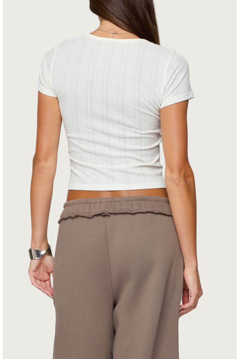 Semisheer Notch Neck Crop T-Shirt, Alternate, color, WHITE