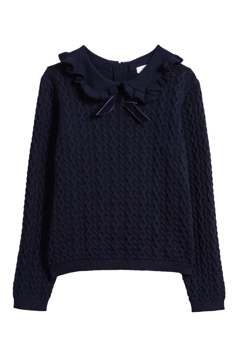 Kids' Bow Cotton & Cashmere Sweater, Main, color, BLUE