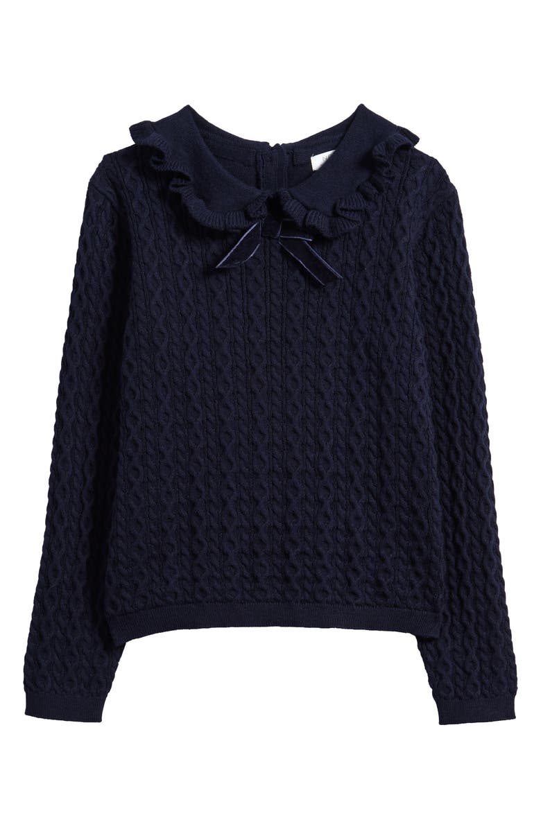 NEXT Kids' Bow Cotton & Cashmere Sweater, Main, color, Blue