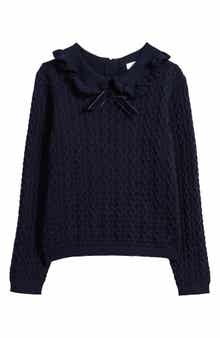 NEXT Kids' Bow Cotton & Cashmere Sweater