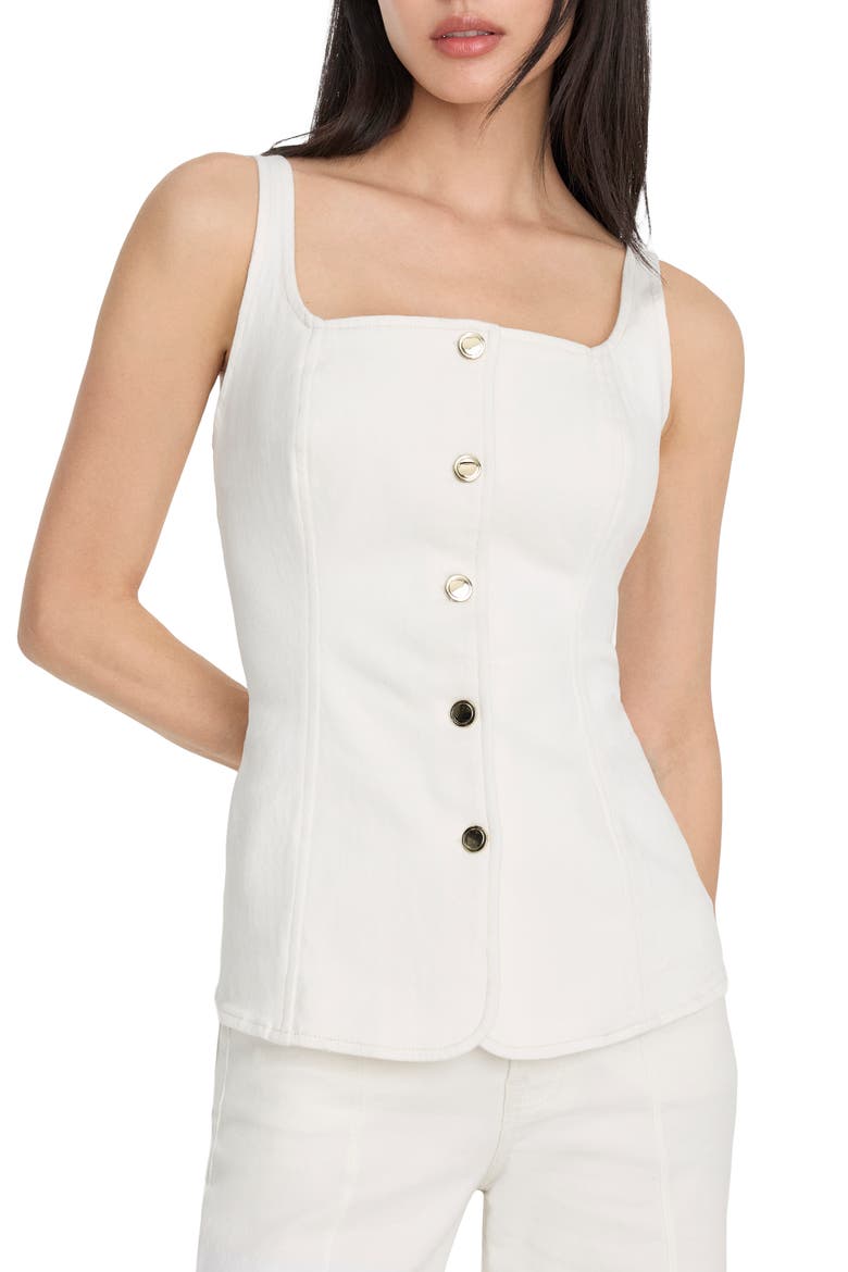 Stretch Denim Vest, Main, color, COTTON WHITE