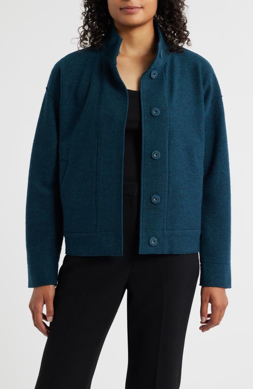 Eileen Fisher Boiled Wool Jacket In Blue