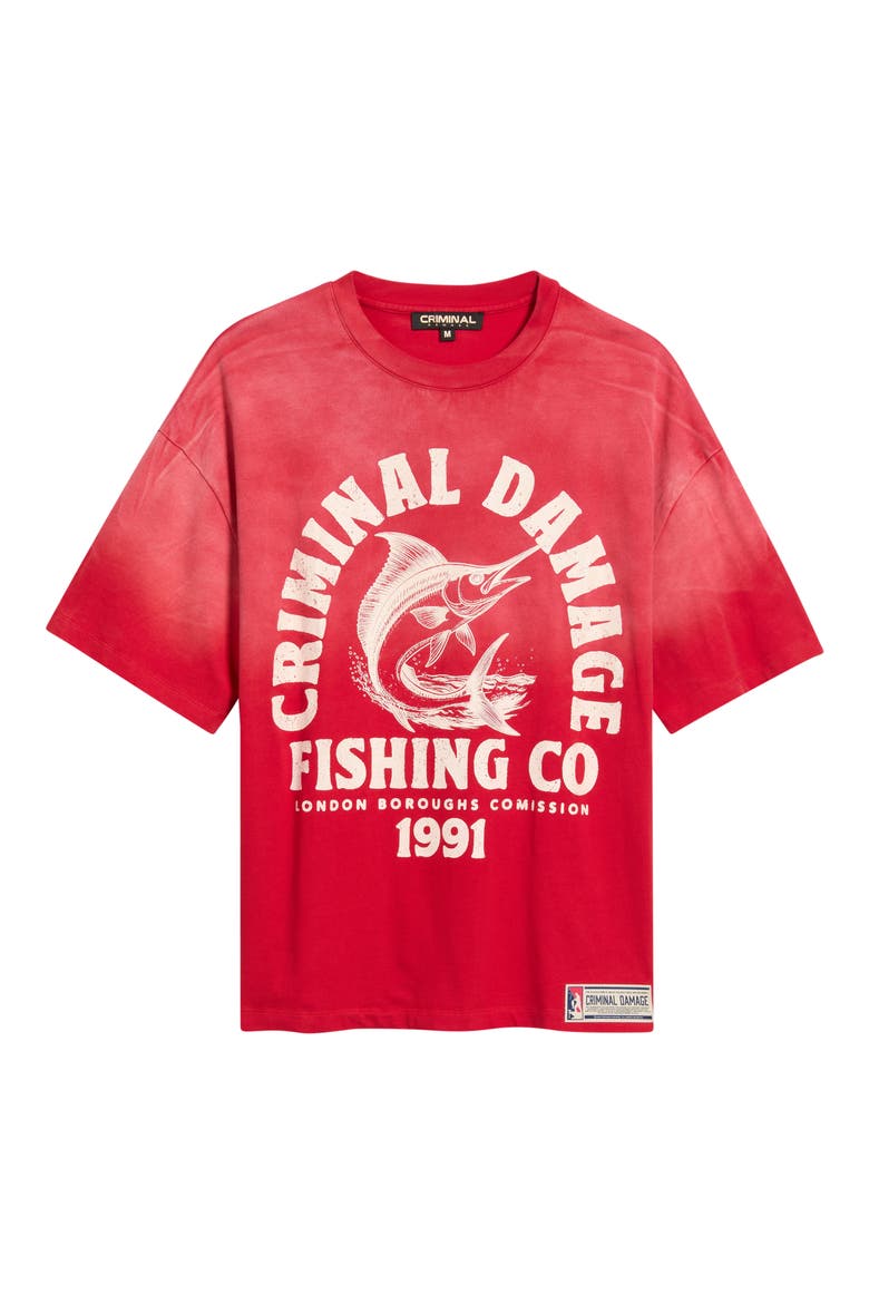 Fishing Company Graphic T-shirt, Main, color, WASHED RED