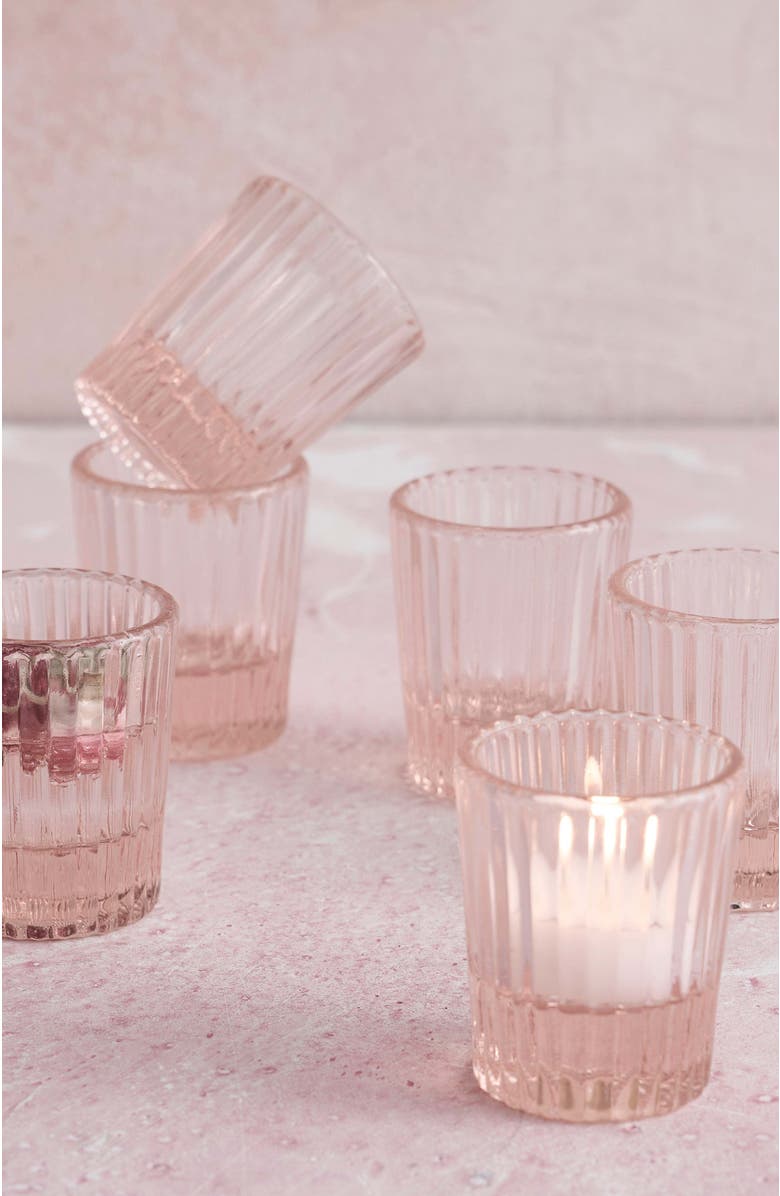 The Collective Home Pressed Pink Shot Glasses - Set of 6, Main, color, Clear