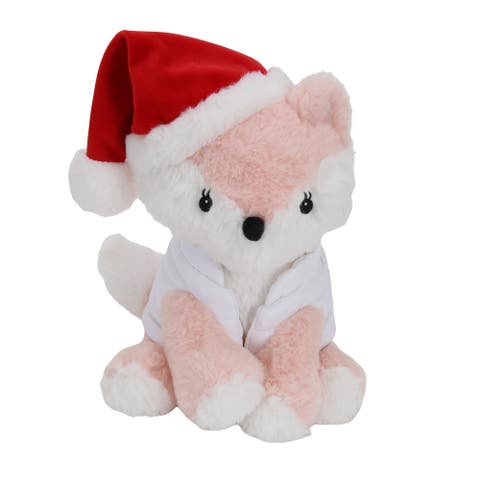 Autumn Pink Fox Holiday/Christmas Plush Stuffed Animal Toy