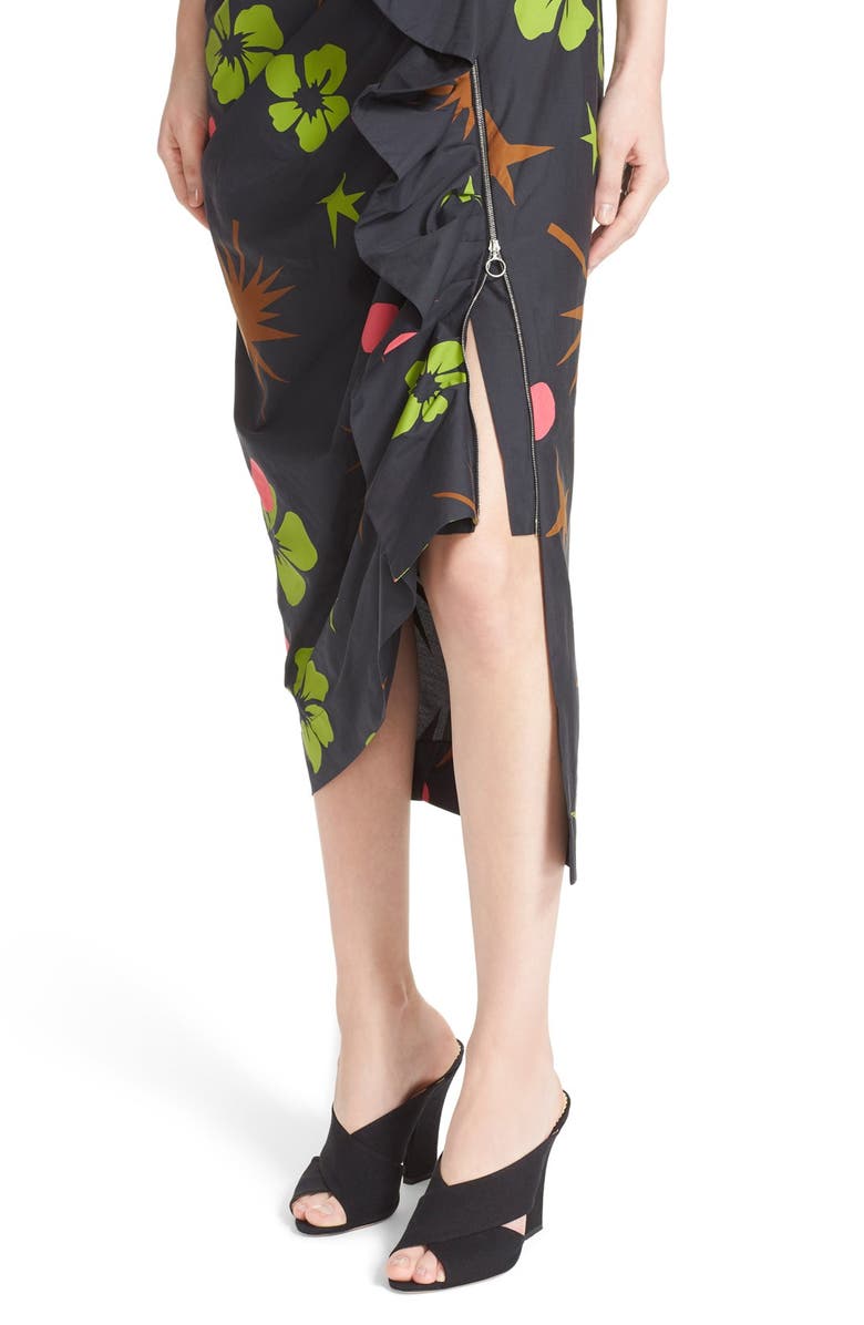 Isa Arfen Long Ruched Ruffle Dress, Alternate, color,