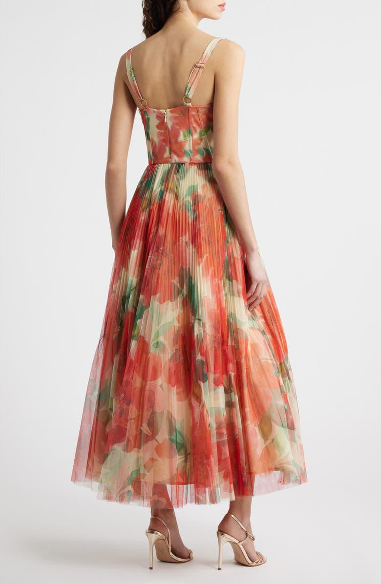 Hutch MacClare Floral Micropleat Gown, Alternate, color, Ivory/ Coral Watercolor