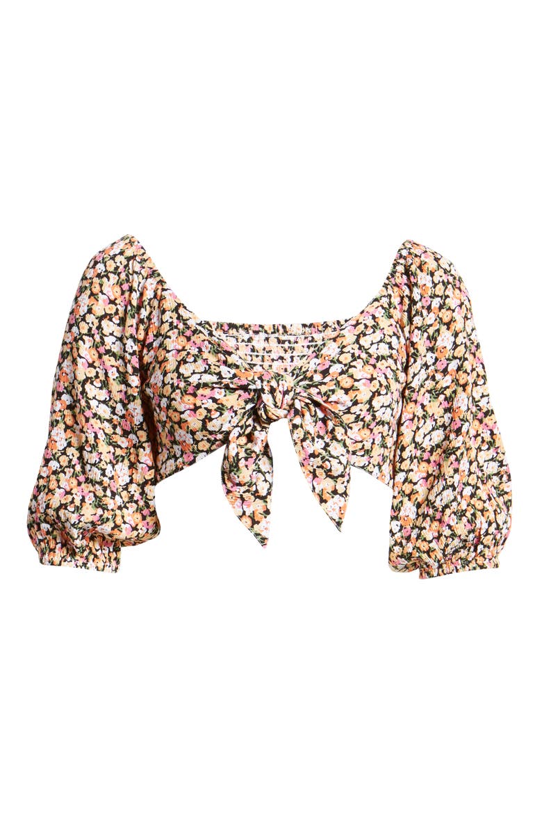Good Girls Tie Front Crop Top, Alternate, color, MULTI