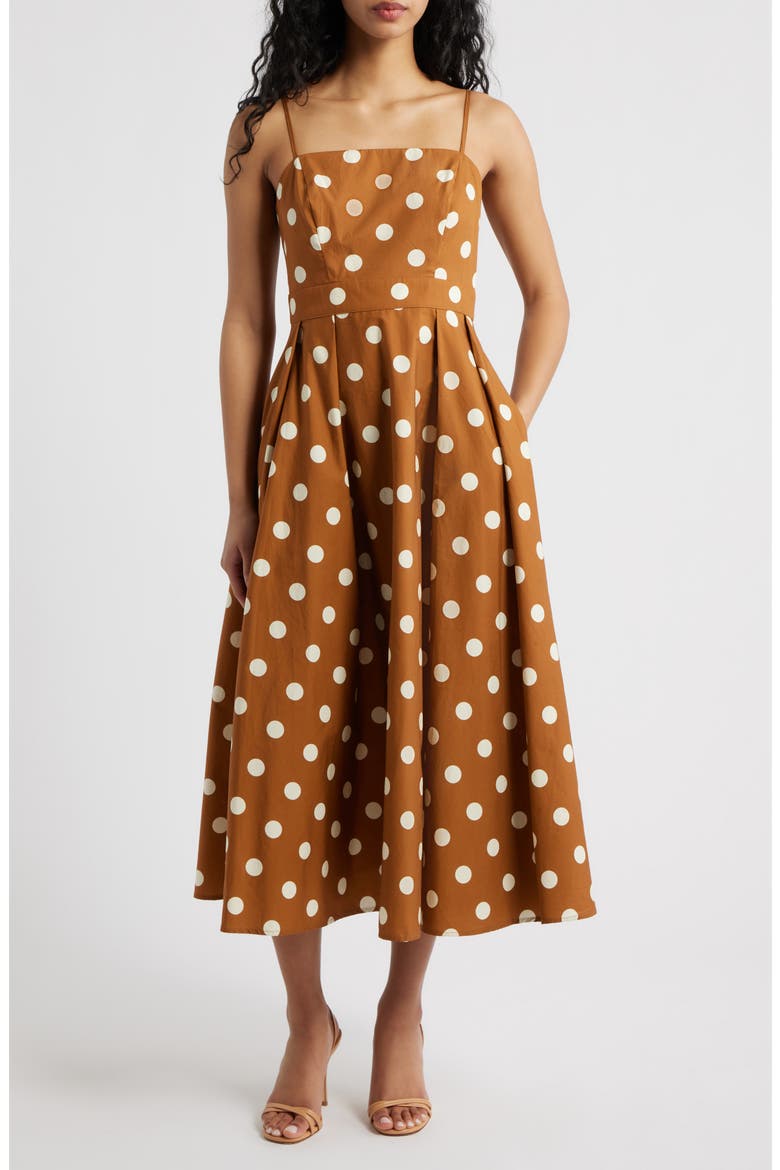 Dot Sleeveless Maxi Dress, Main, color, BROWN/ WHITE