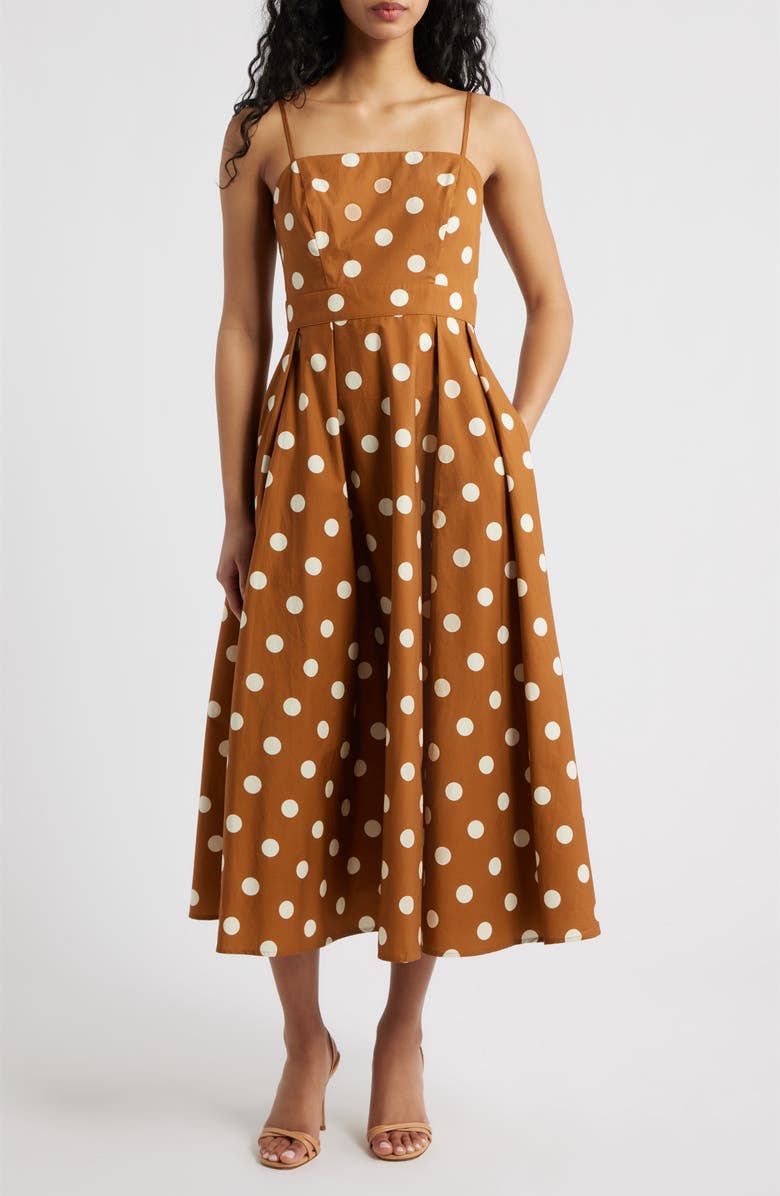 FREEMARKET Dot Sleeveless Maxi Dress, Main, color, Brown/ White
