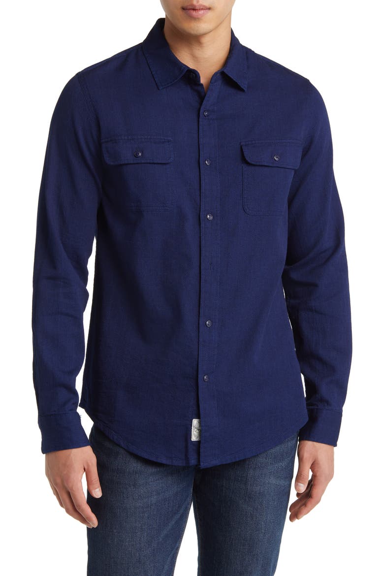 Two-Pocket Flannel Button-Up Shirt, Main, color, BASKETWEAVE