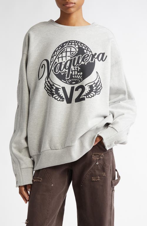 Vaquera Snap Sleeve Graphic Sweatshirt in Grey 