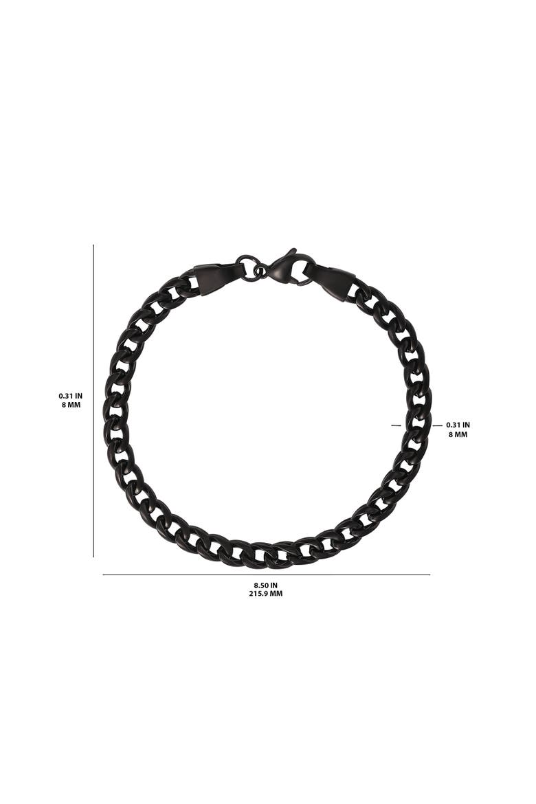 Figaro Chain Bracelet, Alternate, color, Black