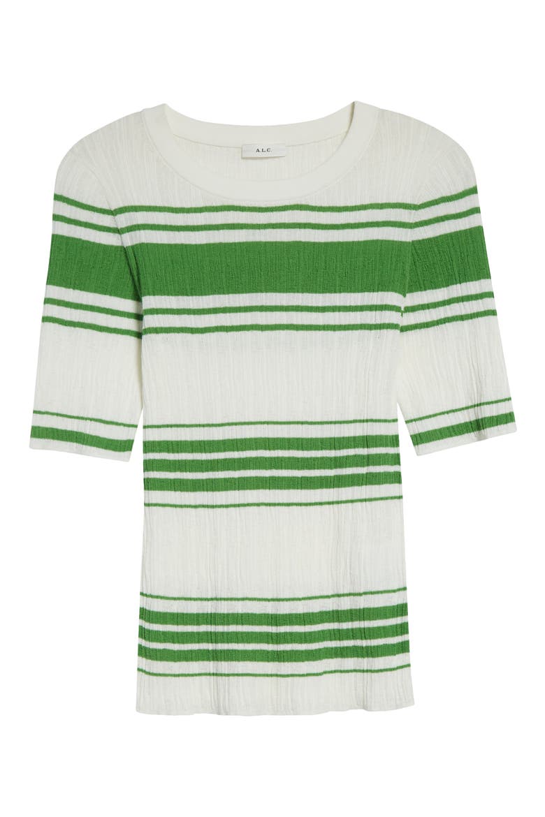 Jack Stripe Cotton Blend Knit Top, Alternate, color, BRIGHT WHITE/ BASIL