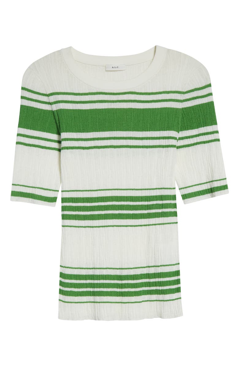 A.L.C. Jack Stripe Cotton Blend Knit Top, Alternate, color, Bright White/ Basil