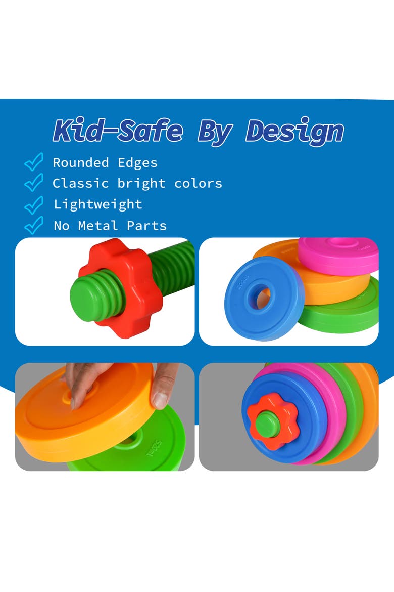 Kids Barbell & Kettlebell Weight Set Toy Fitness Equipment, Alternate, color, Multicolored