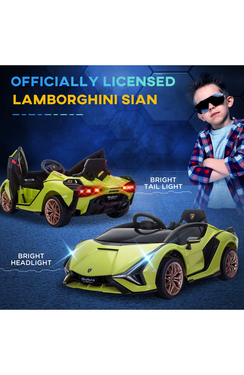 Aosom 12V Lamborghini SIAN Licensed Ride on Car with Remote Control, Horn, Music, Headlights, Alternate, color, Green