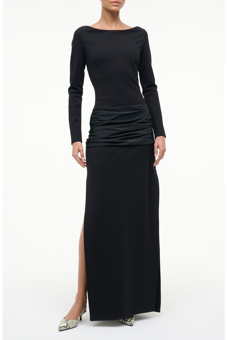Holland Mixed Media Long Sleeve Dress, Main, color, BLACK