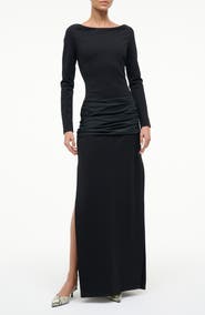 STAUD Holland Mixed Media Long Sleeve Dress