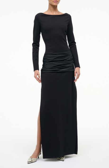 STAUD Holland Mixed Media Long Sleeve Dress