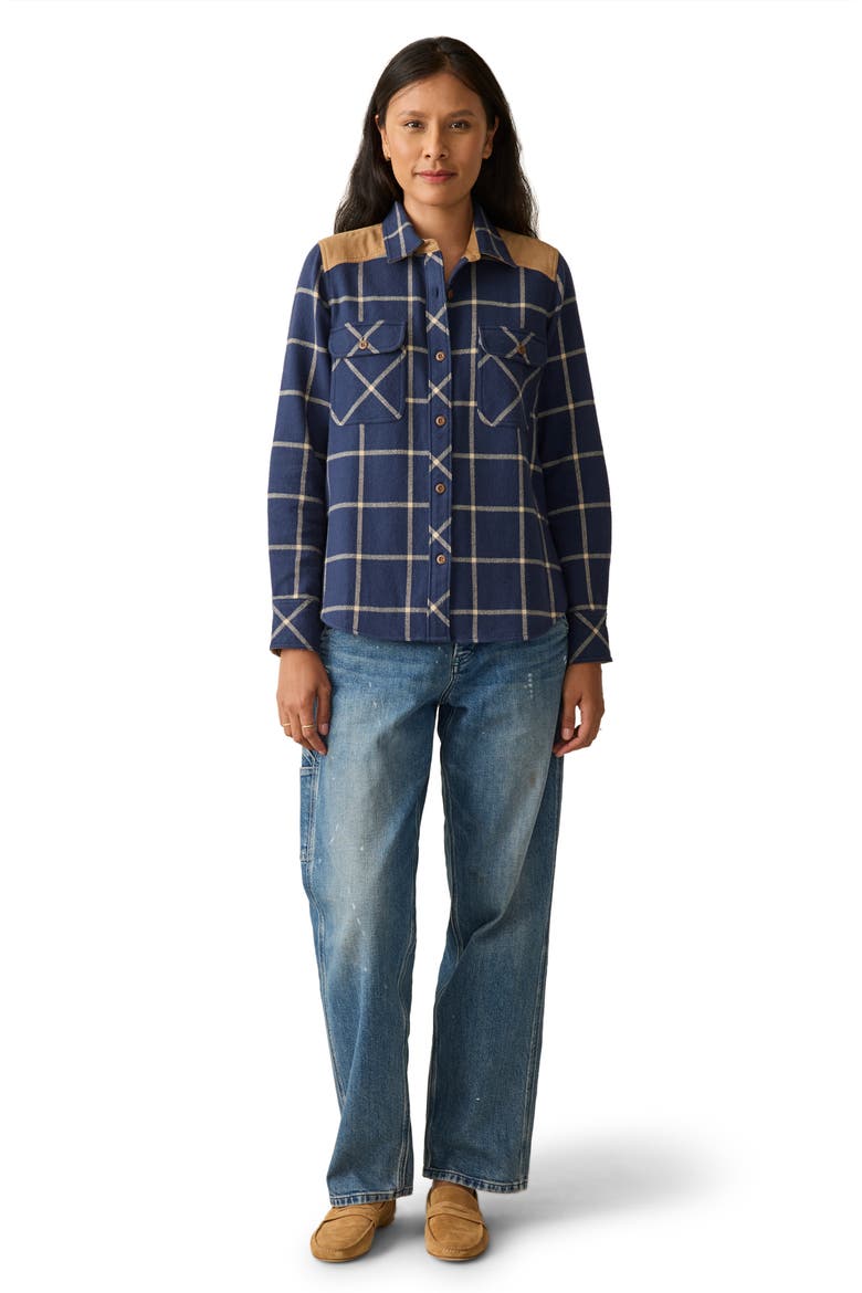 Daly Plaid Cotton Flannel Shirt, Alternate, color, NAVY OLIVIA PLAID