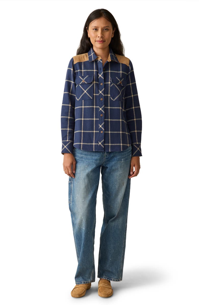 Faherty Daly Plaid Cotton Flannel Shirt, Alternate, color, Navy Olivia Plaid