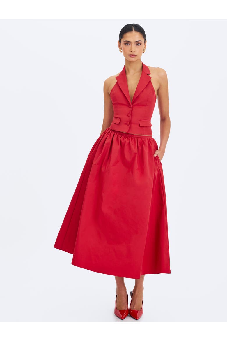 Ursella Halter Single-Breasted Lapel Top, Alternate, color, Crimson