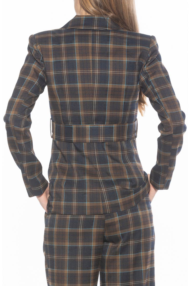 Janna Plaid Longline Blazer, Alternate, color, BROWN PLAID