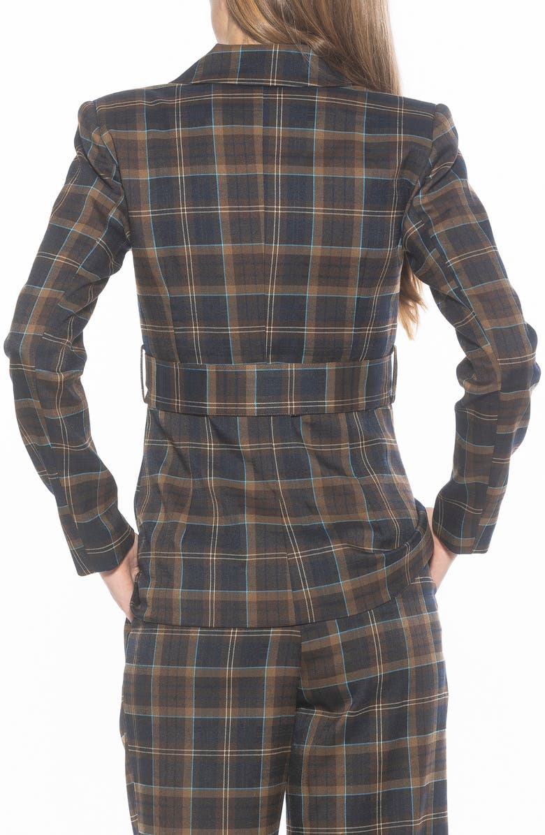 Alexia Admor Janna Plaid Longline Blazer, Alternate, color, Brown Plaid