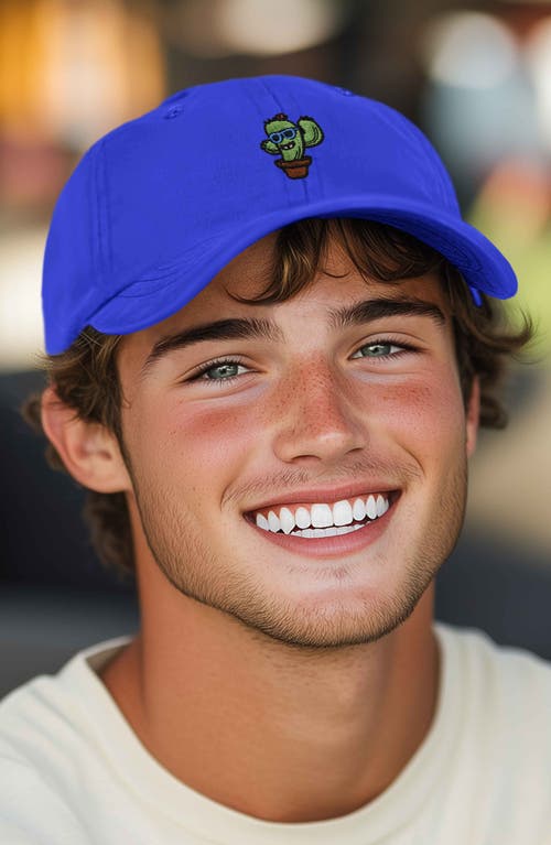 Shop Dalix Cactus Embroidered Casual Cap In Royal Blue