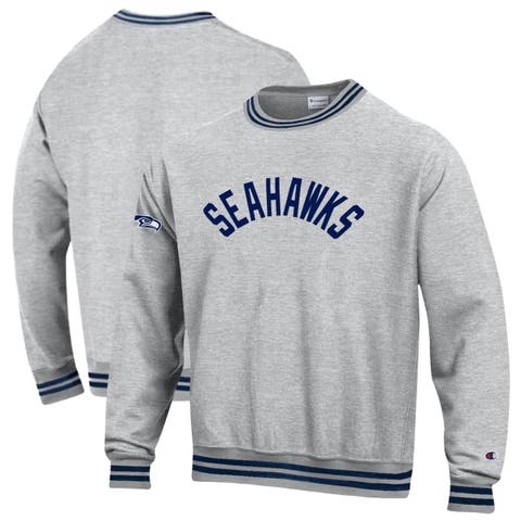 Men's Champion  Heather Gray/Navy Seattle Seahawks Reverse Weave Yarn Dye Sweatshirt