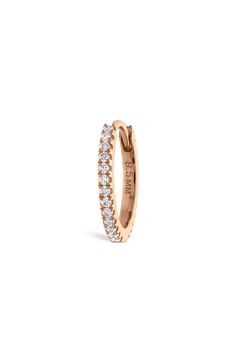 Diamond Eternity Single Clicker Hoop Earring, Main, color, 18K ROSE GOLD/ DIAMOND