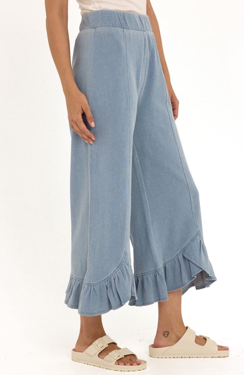 Threads 4 Thought Akela Organic Cotton Terry Cloth Ruffle Hem Pants, Alternate, color, Light Wash