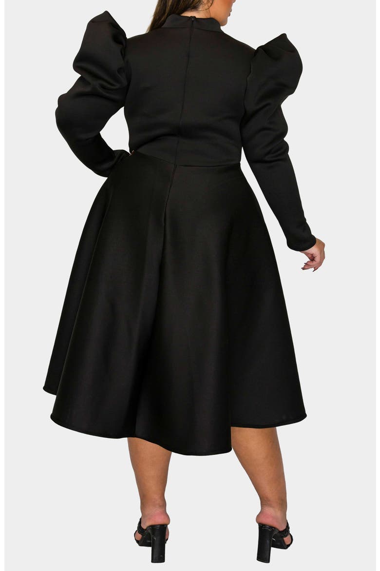 Isabella Neoprene Midi Dress, Alternate, color, BLACK