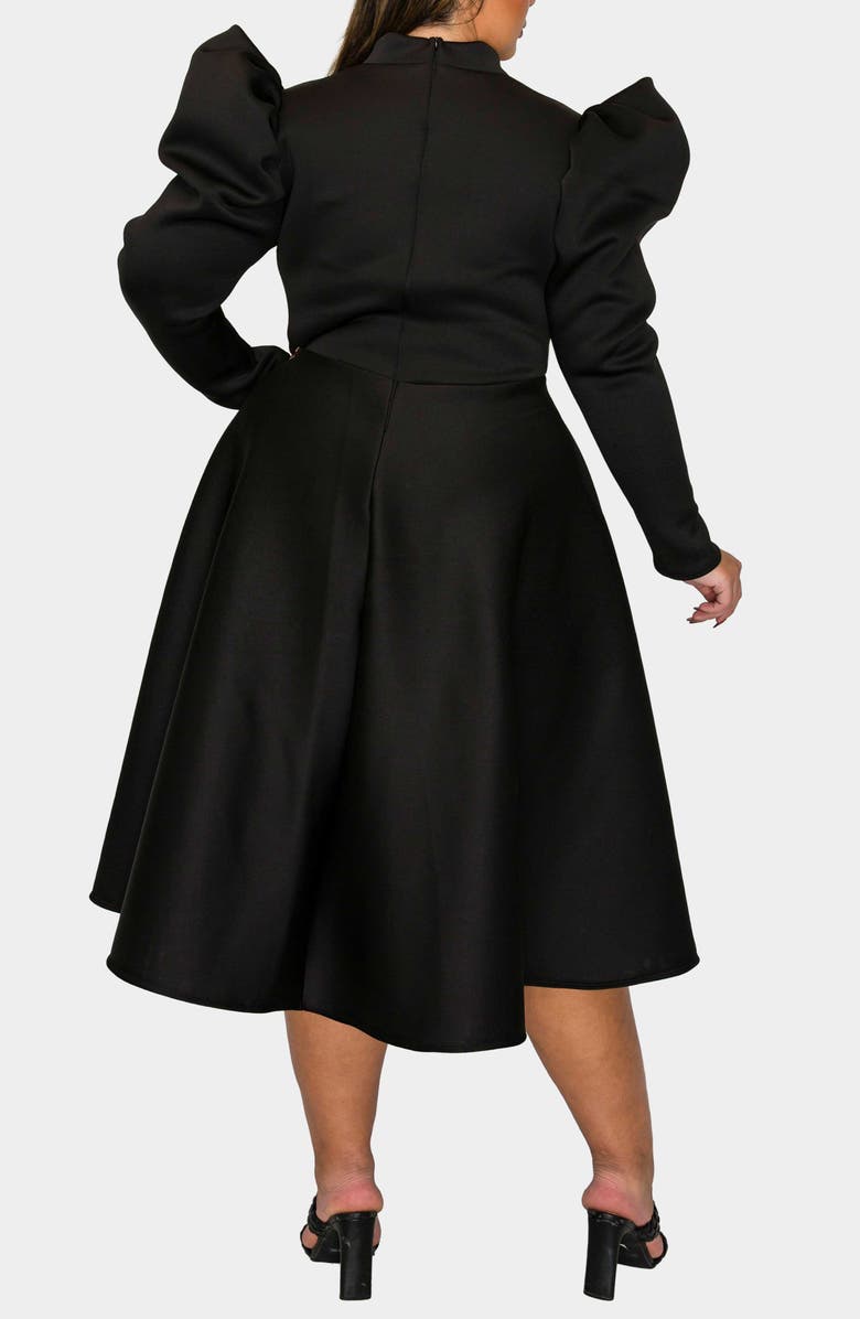 L I V D Isabella Neoprene Midi Dress, Alternate, color, Black