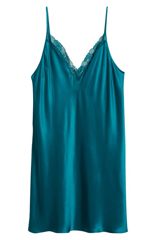 Etam Milky Lace Trim Silk Chemise In Anise Absinthe