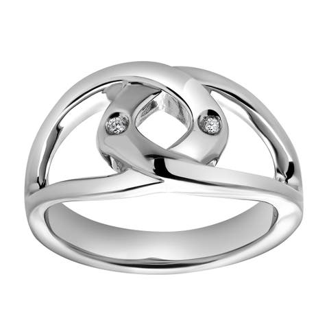 Jolie Sterling Silver 0.01 Ct Diamond Geometric Ring