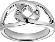 LuvMyJewelry Jolie Sterling Silver 0.01 Ct Diamond Geometric Ring