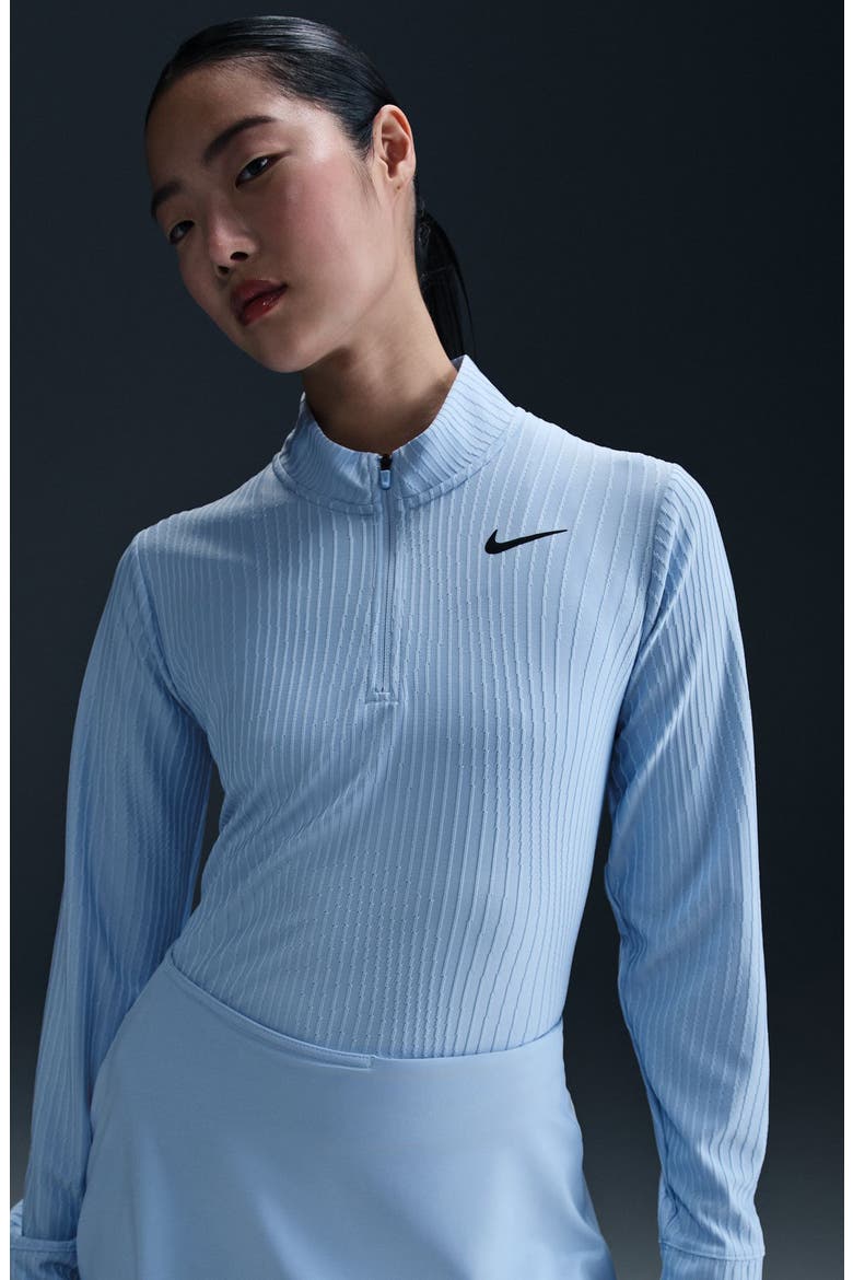 Dri-FIT Half Zip Long Sleeve Top, Alternate, color, PSYCHIC BLUE/ BLACK